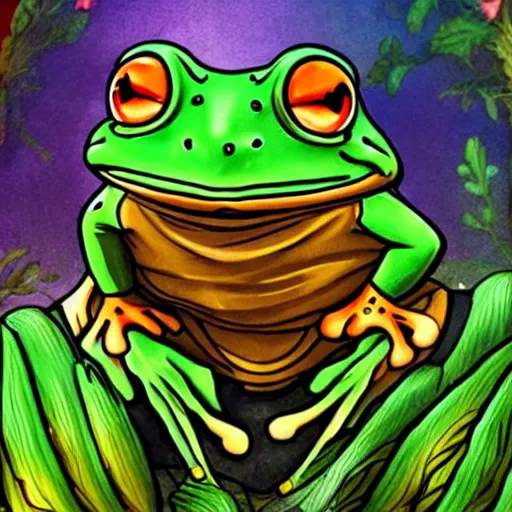 Prompt: beautiful high fantasy frog