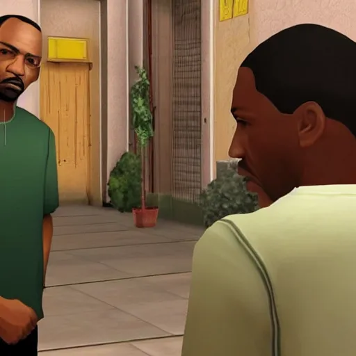 Prompt: cj from gta san andreas talking to the president of argentina alberto fernandez