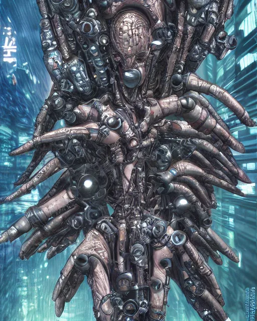 Prompt: matrix by masamune shirow, biomechanical, 4 k, hyper detailed
