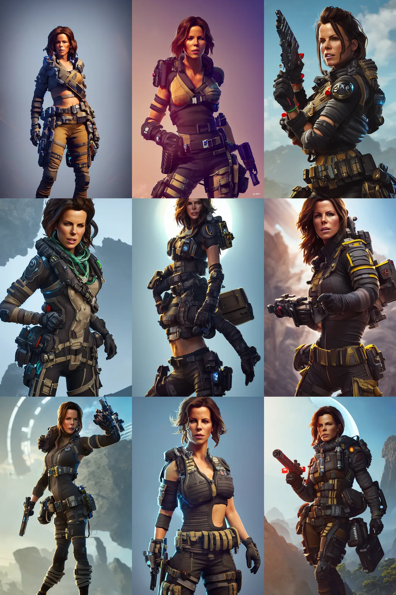 Prompt: Kate Beckinsale as Apex Legends characters, isometric 3d, ultra hd, character design by Pixar, unreal 5, DAZ, hyperrealistic, octane render, cosplay, RPG portrait, dynamic lighting, intricate detail, summer vibrancy, cinematic