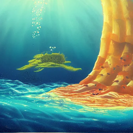 Image similar to drowning in utopian ocean