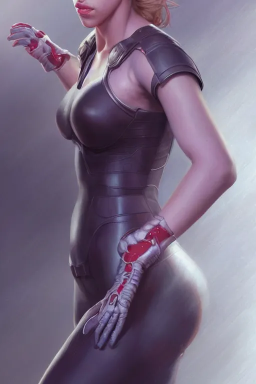 Image similar to Scarlett Johansson super excited, anatomy, only two hands, highly detailed, digital painting, artstation, concept art, smooth, sharp focus, illustration, Unreal Engine 5, 8K, art by art by artgerm and greg rutkowski and edgar maxence