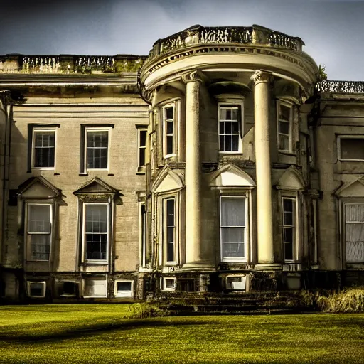 Image similar to close up oldway mansion, cinematographic shot,