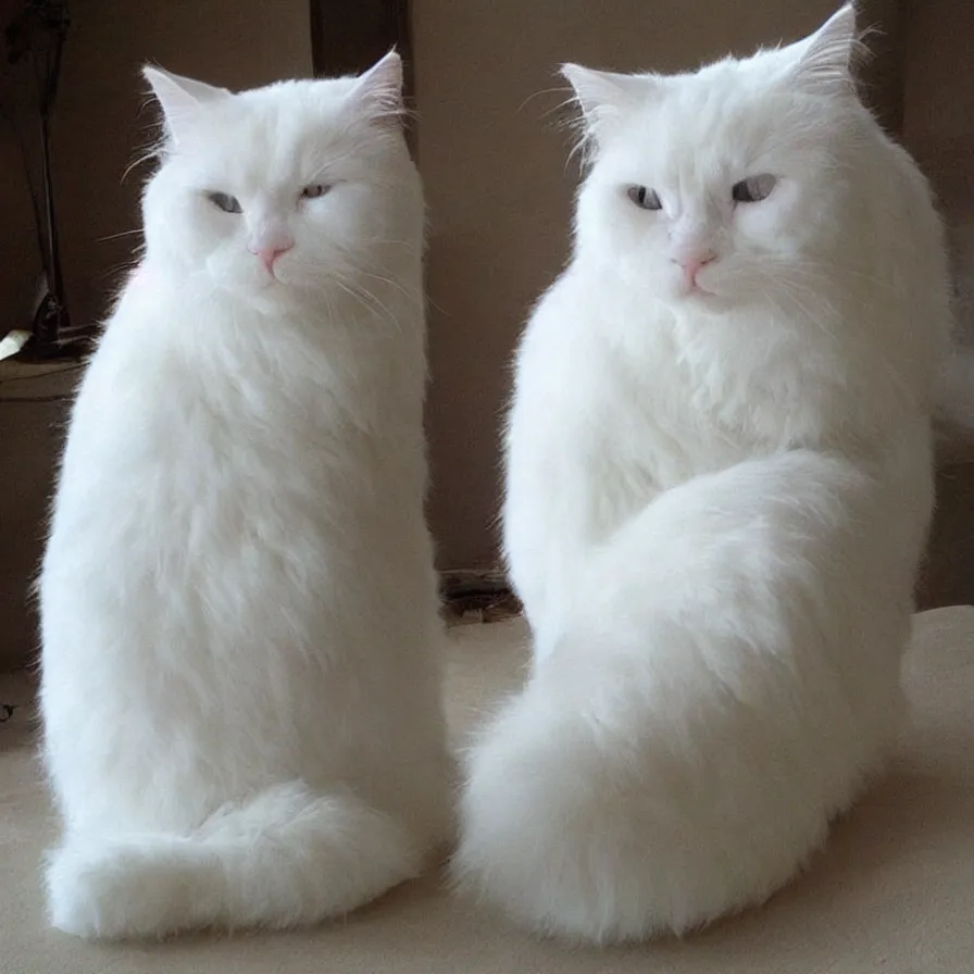 Prompt: “enormous beautiful realistic white marshmallow cat”