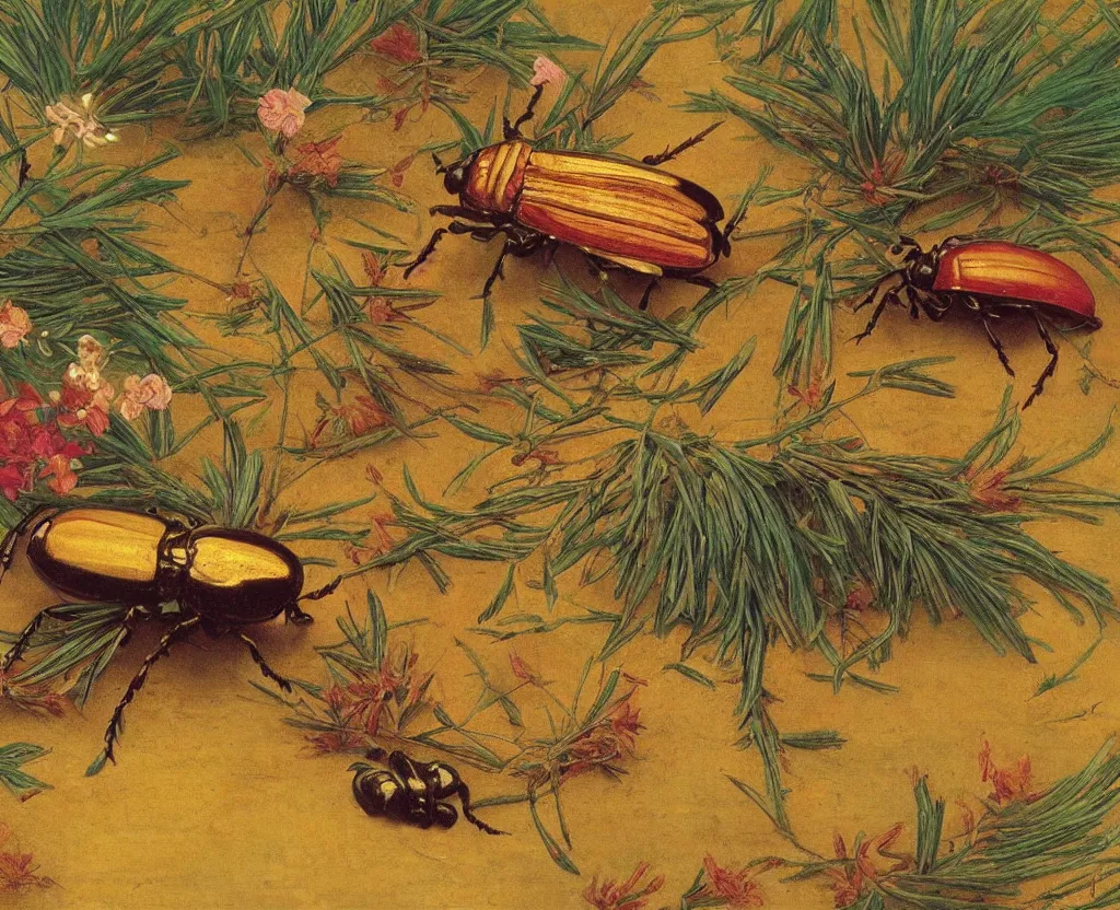 Image similar to a beautiful colorful beetle coleoptera. national geographic ( ( ( by gustave boulanger, joaquin sorolla ) ) )