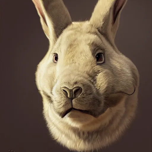 Image similar to portrait of the real life Big Chungus, highly detailed, digital painting, trending on artstation, concept art, smooth, sharp focus, by caravaggio