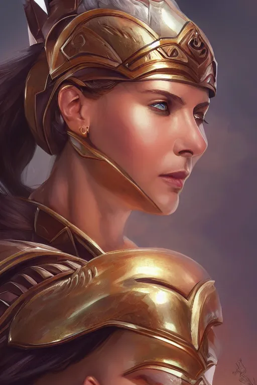 Image similar to amazon valkyrie athena, d & d, fantasy, portrait, highly detailed, headshot, digital painting, trending on artstation, concept art, sharp focus, illustration, art by artgerm and greg rutkowski and magali villeneuve