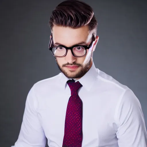 Prompt: handsome man wearing a white shirt, a necktie, medium shot, photography, high quality, studio lighting, 4k,