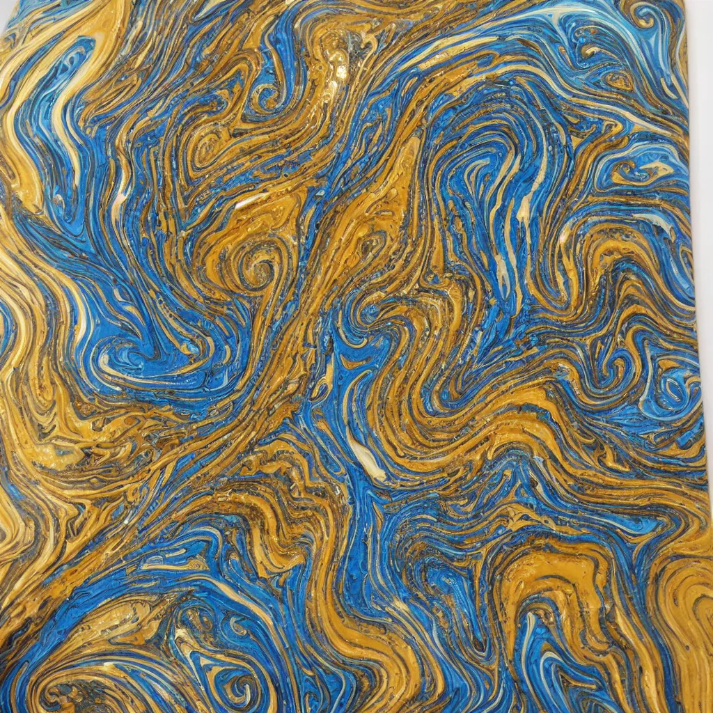 Prompt: Elaborate marble acrylic pour flow art abstract paint pouring painting, baroque motifs, swirls, kintsugi intricate roroco fractality