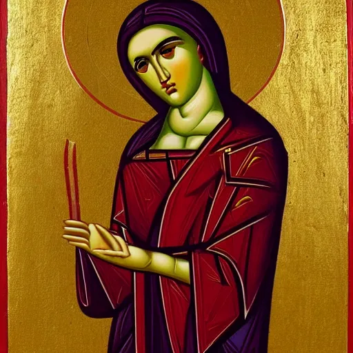 Image similar to sasha grey as saint!!!!, ( christian icon painting ), highly detailed