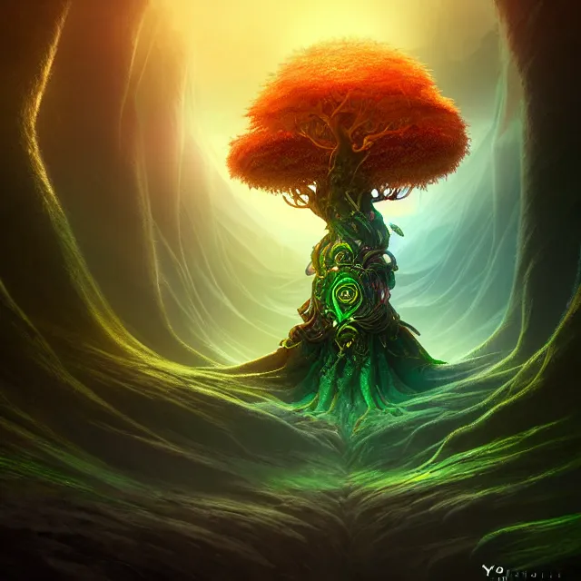 Image similar to epic professional digital art of Yggdrasil , best on artstation, breathtaking, epic, stunning, gorgeous, much detail, much wow, cgsociety, wlop, pixiv, behance, deviantart, masterpiece, UHD, 8K