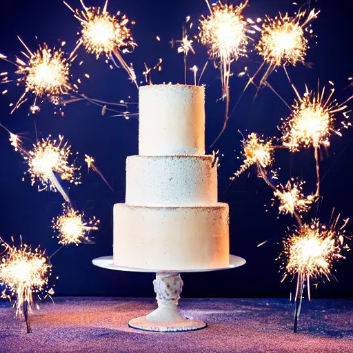 Image similar to cake with hundred sparklers, studio photo shot