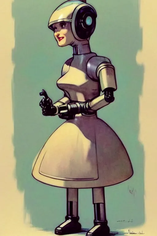 Image similar to ( ( ( ( ( 1 9 5 0 s retro future robot android maid. muted colors. ) ) ) ) ) by jean - baptiste monge!!!!!!!!!!!!!!!!!!!!!!!!!!!!!!