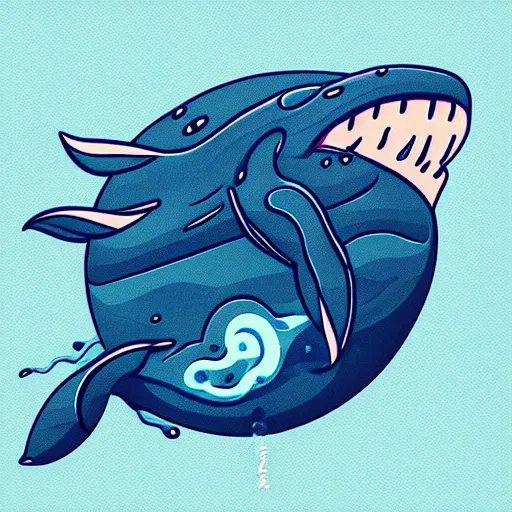 Image similar to digital art logo, angry whale, by James Jean and by artgerm , ultradetailed, trending on artstation,