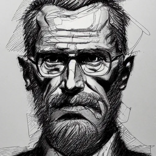 Image similar to a realistic yet scraggly portrait sketch of the side profile of a stern and sophisticated max headroom, trending on artstation, intricate details, in the style of frank auerbach, in the style of sergio aragones, in the style of martin ansin, in the style of david aja, in the style of mattias adolfsson