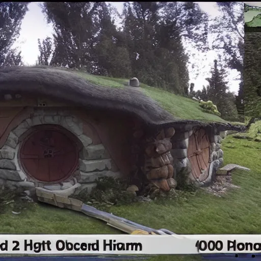 Image similar to swat raid on hobbit house, police cam still, photorealistic