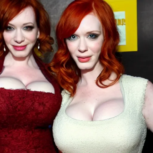 Prompt: christina hendricks three headed monster