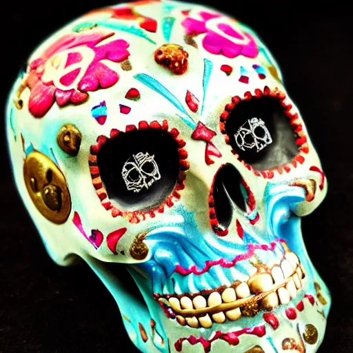 Image similar to A steam punk sugar skull