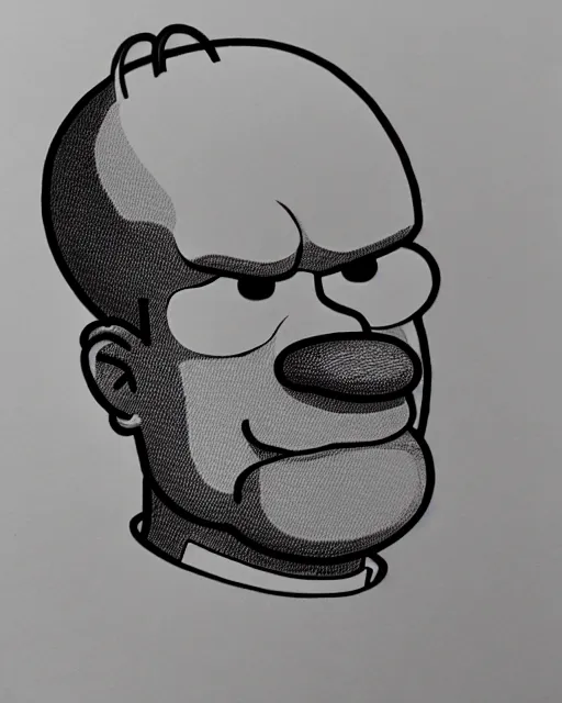 Image similar to portrait of homer simpson, concept art, sumi - e style, intricate linework, artstation, trending, highly detailed, smooth, focus, art by yoji shinkawa