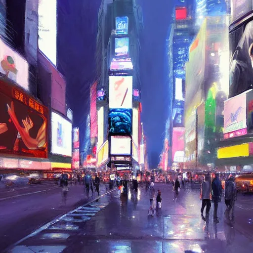 Prompt: makoto shinkai's painting of times square