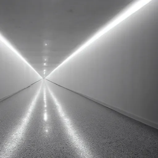 Image similar to underground prison, white walls, shiny floors, minimalist, stunning, light and shadows, catwalks