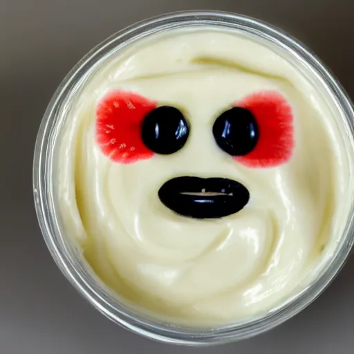 Prompt: a face in yogurt