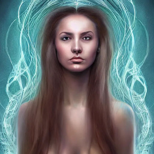 Image similar to a picture of a woman with a spiral in her hair, an airbrush painting by marco mazzoni, featured on zbrush central, generative art, zbrush, behance hd, airbrush art