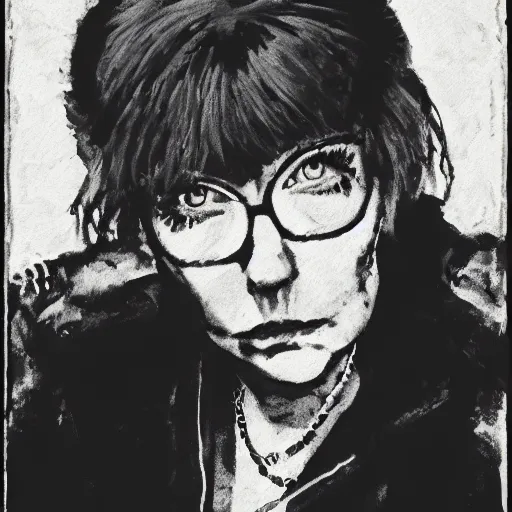 Prompt: gritty punk portrait of ann veal played by mae freeman