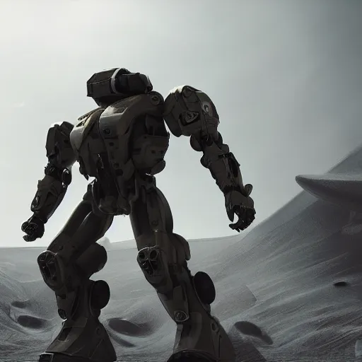 Image similar to photorealistic cool space military mech in the style of Hollywood, sci-fi, octane render