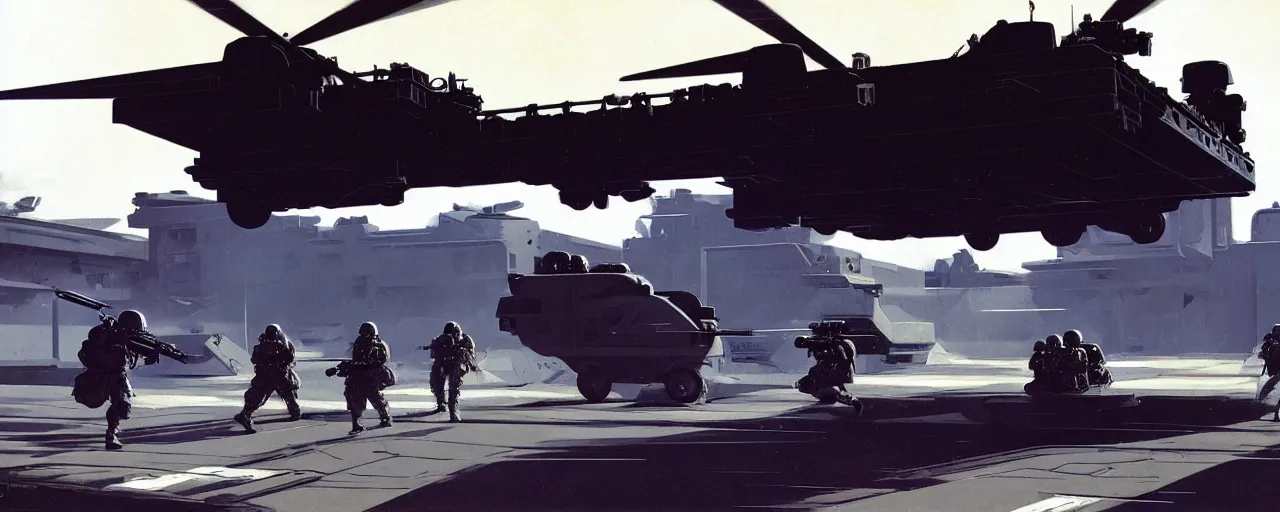 Prompt: an advanced combat swat carrier hovercraft, a shot from a neil blombkamp movie, by syd mead, game and environment design, high - end, high detail, deviant art trending,