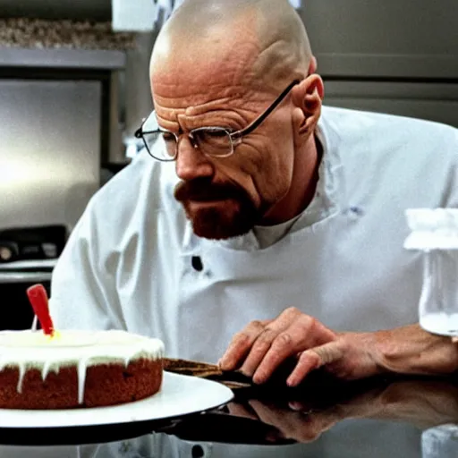 Image similar to Walter white baking a cake