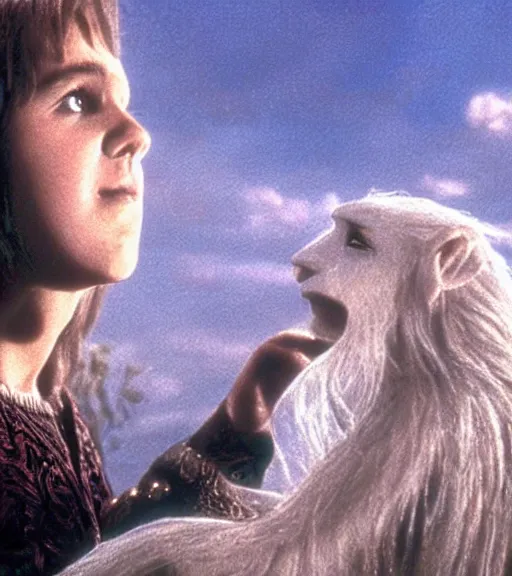 Image similar to a scene from the movie the neverending story