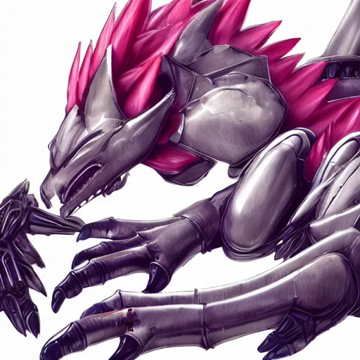 Image similar to very close up foot shot, detailed foot shot, feet art, furry paw, paw, dragon paw, paws, hyperdetailed elegant beautiful stunning hot anthropomorphic mecha female dragon, sharp silver armor fuchsia skin, laying down showing quality detailed paws mecha dragon feet at camera, sharp claws, warframe fanart, furaffinity, deviantart, ekasportal