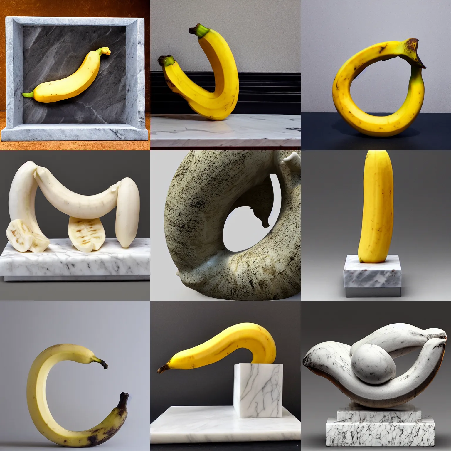 Prompt: marble sculpture of a banana