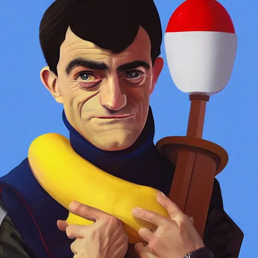 Prompt: Manuel Valls as an hero wearing a banana costume, digital painting, 4k, anime key visual, artstation, kuvshinov ilya