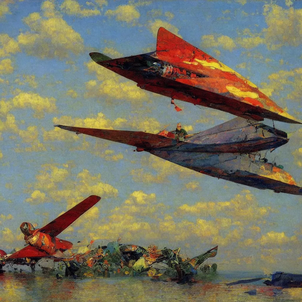 Prompt: colorful zepplin with rudders, 1905, colorful highly detailed oil on canvas, by Ilya Repin