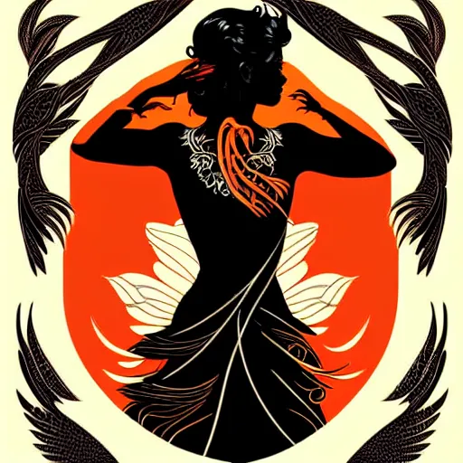 Prompt: silhouette of a Phoenix illustration, vector art style, medium shot, intricate, elegant, highly detailed, digital art, ffffound, art by JC Leyendecker and sachin teng