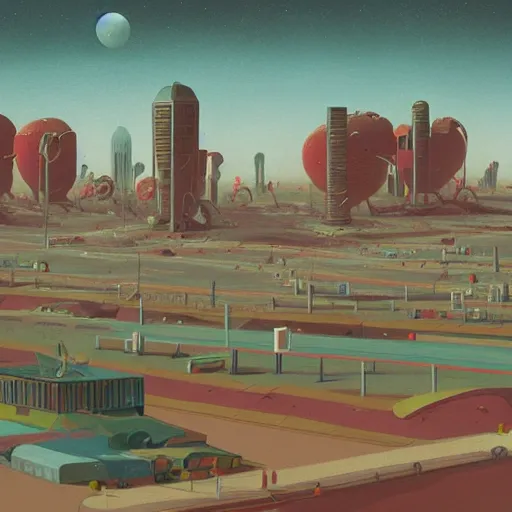 Prompt: Martian city by Simon Stålenhag