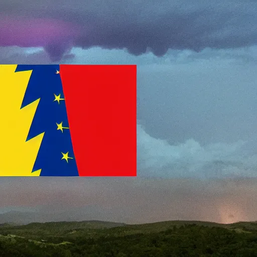 Image similar to The flag of a country with a lightning bolt, svg, vexillology