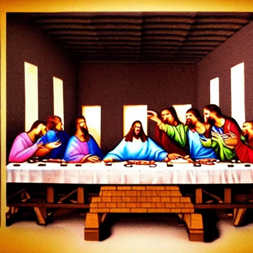 Prompt: the last supper on the dj decks