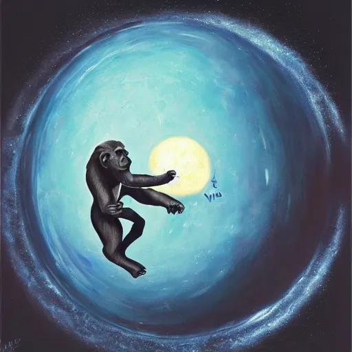 Image similar to paint of a lunar bored ape astronaut, art by damien gilley, optical illusion, surrealism, modern art, 8 k resolution, artwork beautiful