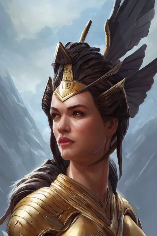 Image similar to amazon valkyrie athena, d & d, fantasy, portrait, highly detailed, headshot, digital painting, trending on artstation, concept art, sharp focus, illustration, art by artgerm and greg rutkowski and magali villeneuve