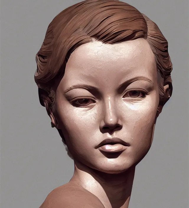 Image similar to a stoic sculpture of maddie sink, nostalgia, very detailed texture, realistic shaded lighting, studio quality, digital art, dynamic background, unreal engine 5 rendered, octane rendered, pinnacle studio, naturel, trending on artstation, art style by ilya kuvshinov, katsuhiro, artgerm, jeremy lipkin, michael garmash, nixeu