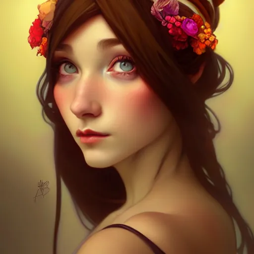 Prompt: portrait of a girl with a bundt cake on her head, digital art, cinematic, concept art, 8k, painting, imaginefx, cgsociety, art nouveau, Alphonse Mucha, trending on artstation