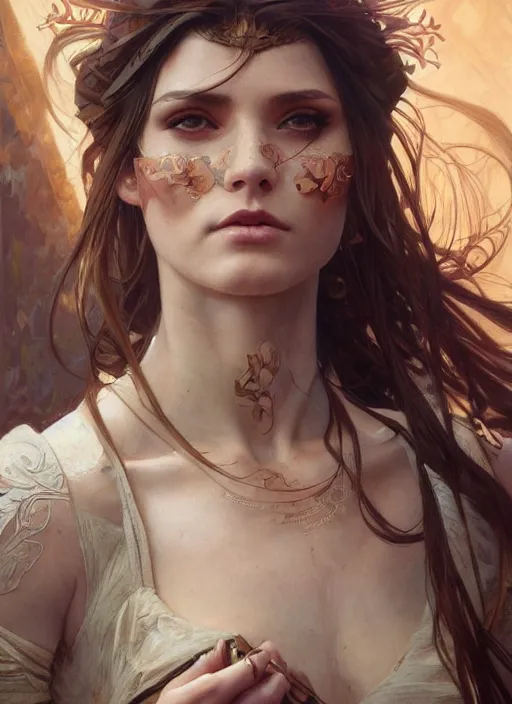 Prompt: realistic illustration, pride, intricate, primal, highly detailed, digital painting, artstation, concept art, sexy ancient gaul girl, smooth, sharp focus, illustration, art by artgerm and greg rutkowski and alphonse mucha