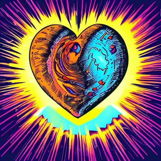 Image similar to 2 planet collapse particle fusion element macro cosmic heart art by butcher billy, sticker, colorful, illustration, highly detailed, simple, smooth and clean vector curves, no jagged lines, vector art, smooth