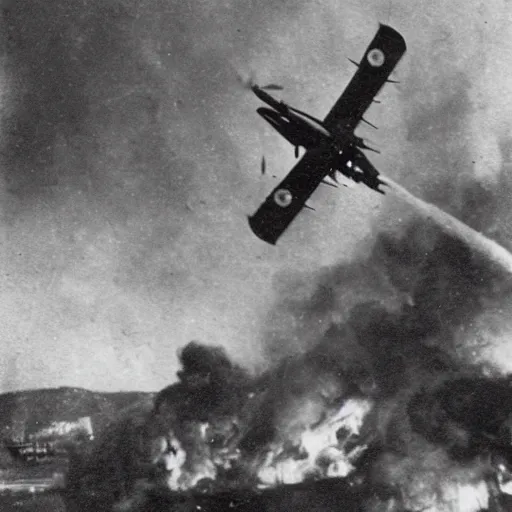 Prompt: ww 2 photo of a stuka dive bomber going up in flames