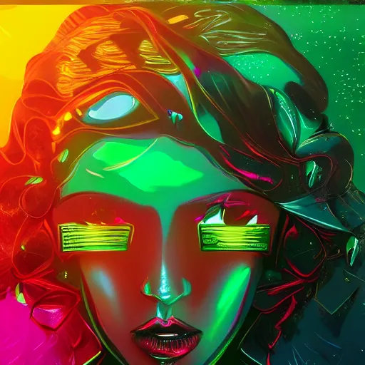 Image similar to emerald gem, epic retrowave art, trending on art station