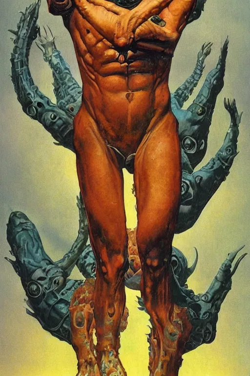 Prompt: extraterrestrial beast by wayne barlow, norman rockwell, boris vallejo