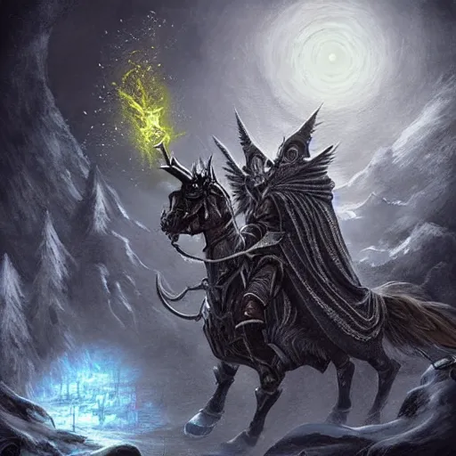 Prompt: “Epic battle between a wizard and the lich king, dramatic lighting, fantasy, detailed painting”